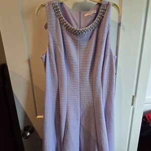 Chic Lilac Sleeveless Mini Dress with Beaded Neckline